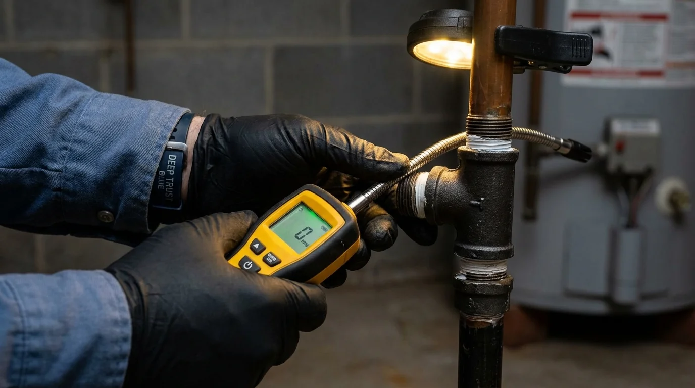 Gas leak detection with electronic sniffer by Johns Plumbing LLC in Yazoo City
