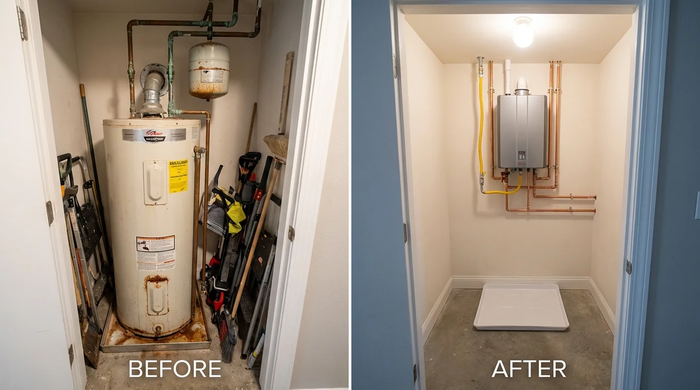 Tank water heater versus wall-mounted tankless unit comparison for Yazoo City, MS homeowners